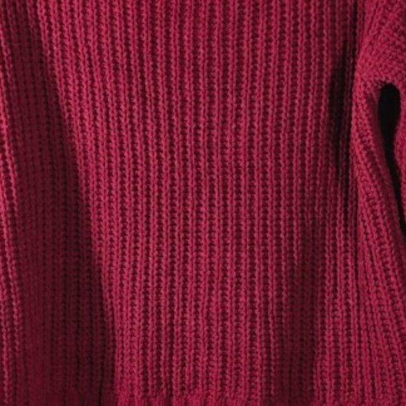 Pink Lily Size Small Women's Sweater Pull Over Crew Neck Cranberry - Picture 4 of 7
